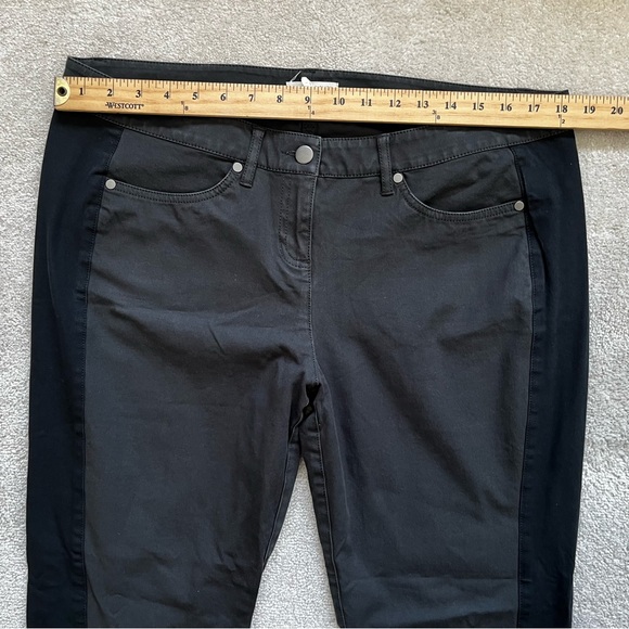 EILEEN FISHER ORGANIC COTTON BLACK PANTS W/ SIDE STRIP DETAIL SIZE LARGE CHIC - Picture 6 of 9